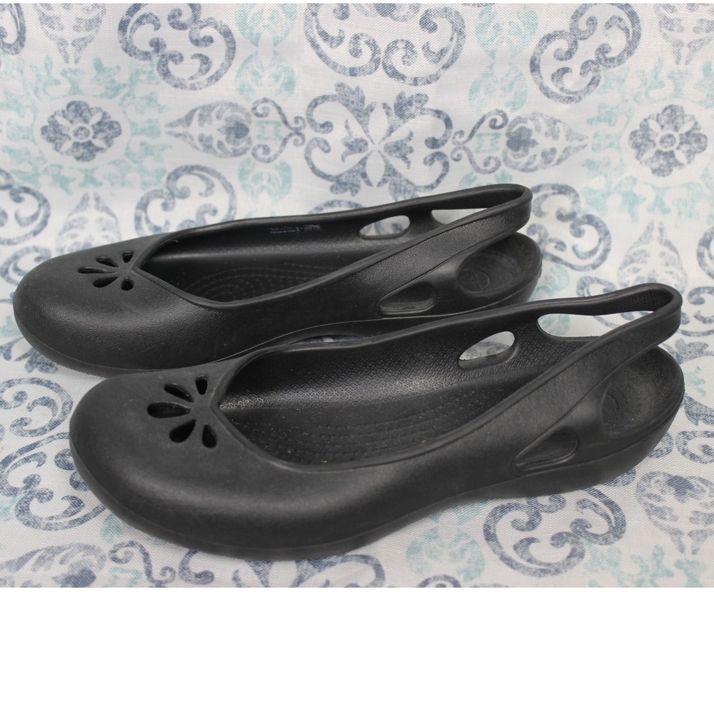 Crocs Womens Black Ballet Flats Slingback Shoes Size‎ 7